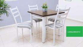 Mesa De Jantar 4 Cadeiras Lisboa 80cm Tampo Mdf Aço Cor Branca campeã de vendas