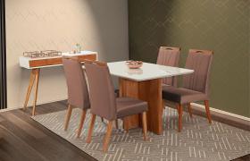 Mesa de jantar + 4 cadeiras Milão tampo 140 cm Terracota Mesa de jantar + 4 cadeiras Milão tampo 140 cm Terracota