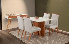 Mesa de jantar + 4 cadeiras Milão Tampo Atenas 140 cm C 01 Mesa de jantar + 4 cadeiras Milão Tampo Atenas 140 cm C 01