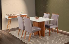 Mesa de jantar + 4 cadeiras Milão tampo Atenas 140 cm Peach Mesa de jantar + 4 cadeiras Milão tampo Atenas 140 cm Peach