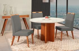 Mesa de jantar + 4 cadeiras Milão Tampo Redondo 120 cm A 03