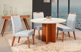Mesa de jantar + 4 cadeiras Milão Tampo Redondo 120 cm C 13 - Gran Decore