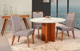 Mesa de jantar + 4 cadeiras Milão Tampo Redondo 120 cm Peac