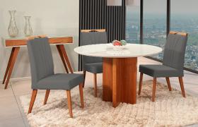 Mesa de jantar + 4 cadeiras Milão Tampo Redondo 120 Grafite Mesa de jantar + 4 cadeiras Milão Tampo Redondo 120 Grafite