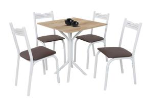 Mesa de Jantar 4 Cadeiras Quadrada - Branco e Marrom Ciplafe Clássica Ana