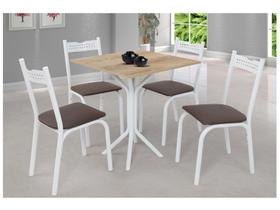 Mesa de Jantar 4 Cadeiras Quadrada - Branco e Marrom Ciplafe Clássica Ana