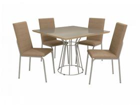 Mesa de Jantar 4 Cadeiras Quadrada Capuccino Crome Topázio Mesa de Jantar 4 Cadeiras Quadrada Capuccino Crome Topázio