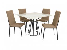 Mesa de Jantar 4 Cadeiras Quadrada Capuccino Crome Topázio