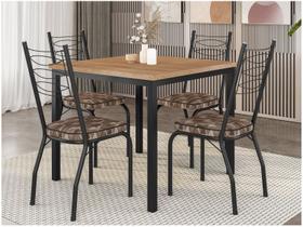 Mesa de Jantar 4 Cadeiras Quadrada Preto Fosco Artefamol Florença