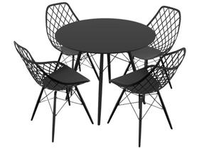 Mesa de Jantar 4 Cadeiras Redonda Preta - Empório Tiffany Eames Kayla
