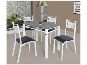 Mesa de Jantar 4 Cadeiras Retangular Aço Tampo Granito Poeme Ciplafe