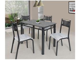 Mesa de Jantar 4 Cadeiras Retangular Aço Tampo Granito Poeme Ciplafe Mesa de Jantar 4 Cadeiras Retangular Aço Tampo Granito Poeme Ciplafe