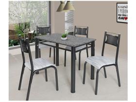 Mesa de Jantar 4 Cadeiras Retangular Aço Tampo Granito Poeme Ciplafe