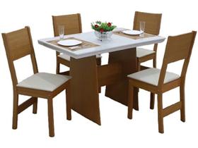 Mesa de Jantar 4 Cadeiras Retangular Cinamomo/Off White Destak Móveis São Carlos