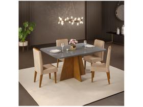 Mesa de Jantar 4 Cadeiras Retangular Cinza e Saara DJ Móveis Siena