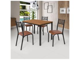 Mesa de Jantar 4 Cadeiras Retangular Freijó e Caramelo Ciplafe Jade Mesa de Jantar 4 Cadeiras Retangular Freijó e Caramelo Ciplafe Jade