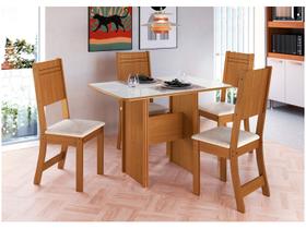 Mesa de Jantar 4 Cadeiras Retangular Noce e Off White Indekes Cristal