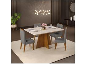 Mesa de Jantar 4 Cadeiras Retangular Off White e Lunar DJ Móveis Siena