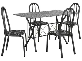 Mesa de Jantar 4 Cadeiras Retangular Preto Artefamol Ravena Mesa de Jantar 4 Cadeiras Retangular Preto Artefamol Ravena