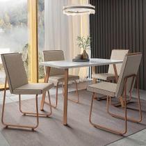 Mesa de Jantar 4 Lugares 119,1cm x 76,5cm com Tampo de Vidro