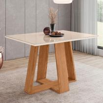 Mesa de Jantar 4 Lugares 120cm Vidro Canto Reto Lince Nature/Off H02 - Mpozenato Mesa de Jantar 4 Lugares 120cm Vidro Canto Reto Lince Nature/Off H02 - Mpozenato