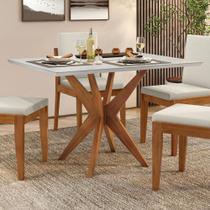 Mesa de Jantar 4 Lugares 120x90cm Donna Natural/Off White Nesher Móveis