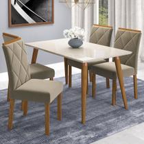 Mesa de Jantar 4 Lugares Adele Madeira/Off White/Joli - Cimol