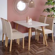 Mesa de Jantar 4 Lugares Adele Madeira/Off White/Nude 17425 - Cimol