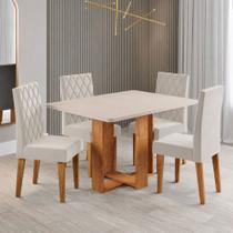 Mesa de Jantar 4 Lugares Afrodite Mel/Blonde/Veludo Pastel - Viero Móveis Mesa de Jantar 4 Lugares Afrodite Mel/Blonde/Veludo Pastel - Viero Móveis