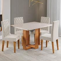 Mesa de Jantar 4 Lugares Afrodite Mel/Blonde/Veludo Pastel - Viero Móveis