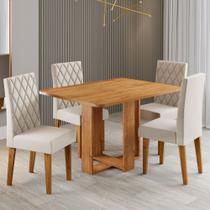 Mesa de Jantar 4 Lugares Afrodite Mel/Veludo Pastel - Viero Móveis