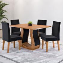 Mesa de Jantar 4 Lugares Amarena Mel/Veludo Preto - Viero Móveis