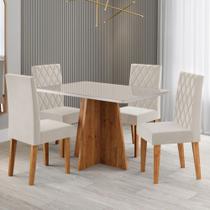Mesa de Jantar 4 Lugares Antonella Mel/Blonde/Veludo Pastel - Viero Móveis