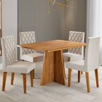 Mesa de Jantar 4 Lugares Antonella Mel/Tampo Mel/Veludo Pastel - Viero Móveis