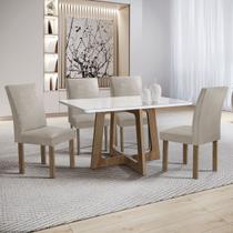 Mesa de Jantar 4 Lugares Arizona Canela com Vidro Chocolate/Off White/Bege Claro 20766 - Cel Móveis Mesa de Jantar 4 Lugares Arizona Canela com Vidro Chocolate/Off White/Bege Claro 20766 - Cel Móveis
