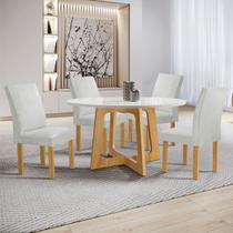 Mesa de Jantar 4 Lugares Arizona Canela com Vidro Cinamomo/Off White/Boucle Gelo 20770 - Cel Móveis Mesa de Jantar 4 Lugares Arizona Canela com Vidro Cinamomo/Off White/Boucle Gelo 20770 - Cel Móveis