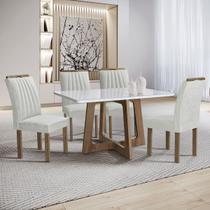 Mesa de Jantar 4 Lugares Arizona com Vidro Chocolate/Off White/Boucle Gelo 20767 - Cel Móveis Mesa de Jantar 4 Lugares Arizona com Vidro Chocolate/Off White/Boucle Gelo 20767 - Cel Móveis