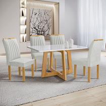 Mesa de Jantar 4 Lugares Arizona com Vidro Cinamomo/Off White/Boucle Gelo 20767 - Cel Móveis Mesa de Jantar 4 Lugares Arizona com Vidro Cinamomo/Off White/Boucle Gelo 20767 - Cel Móveis