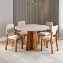 Mesa de Jantar 4 Lugares Asty com Vidro Mel/Off White/Marfim - Viero Móveis Mesa de Jantar 4 Lugares Asty com Vidro Mel/Off White/Marfim - Viero Móveis