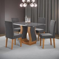 Mesa de Jantar 4 Lugares Ayla Mel/Grafite/Veludo Grafite - Pnr Móveis