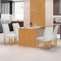 Mesa de Jantar 4 Lugares Bella Arizona com Vidro Ripado Cinamomo/Off White/Boucle Gelo - Cel Móveis