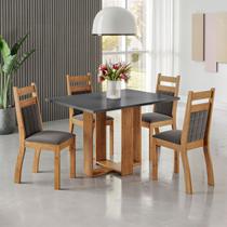 Mesa de Jantar 4 Lugares Blend Mel/Cinza/Grafite - Viero Móveis