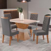 Mesa de Jantar 4 Lugares Cansas Mel/Blonde/Veludo Cinza - Panorama Móveis