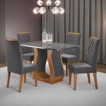 Mesa de Jantar 4 Lugares Capitani Mel/Grafite/Veludo Grafite - Viero Móveis