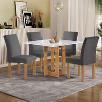 Mesa de Jantar 4 Lugares Carolina Espanha com Vidro Cinamomo/Off White/Cinza - Cel Móveis Mesa de Jantar 4 Lugares Carolina Espanha com Vidro Cinamomo/Off White/Cinza - Cel Móveis