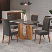 Mesa de Jantar 4 Lugares com Vidro Pajero Mel/Grafite - Viero Móveis Mesa de Jantar 4 Lugares com Vidro Pajero Mel/Grafite - Viero Móveis