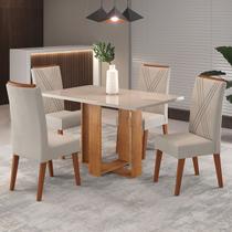 Mesa de Jantar 4 Lugares com Vidro Pajero Mel/Marfim/Off White - Viero Móveis Mesa de Jantar 4 Lugares com Vidro Pajero Mel/Marfim/Off White - Viero Móveis