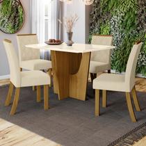 Mesa de Jantar 4 Lugares Denise Nature/Off White/Linho - Bci Móveis