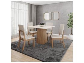 Mesa de Jantar 4 Lugares Dora Nature/Off White/Linho - Henn
