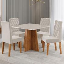 Mesa de Jantar 4 Lugares Evah Mel/Blonde/Veludo Pastel - Viero Móveis Mesa de Jantar 4 Lugares Evah Mel/Blonde/Veludo Pastel - Viero Móveis